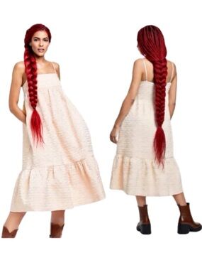 KIKA VARGAS Elegant Cream Empire Waist Sleeveless Embroidered Dress Sz 2X NWT